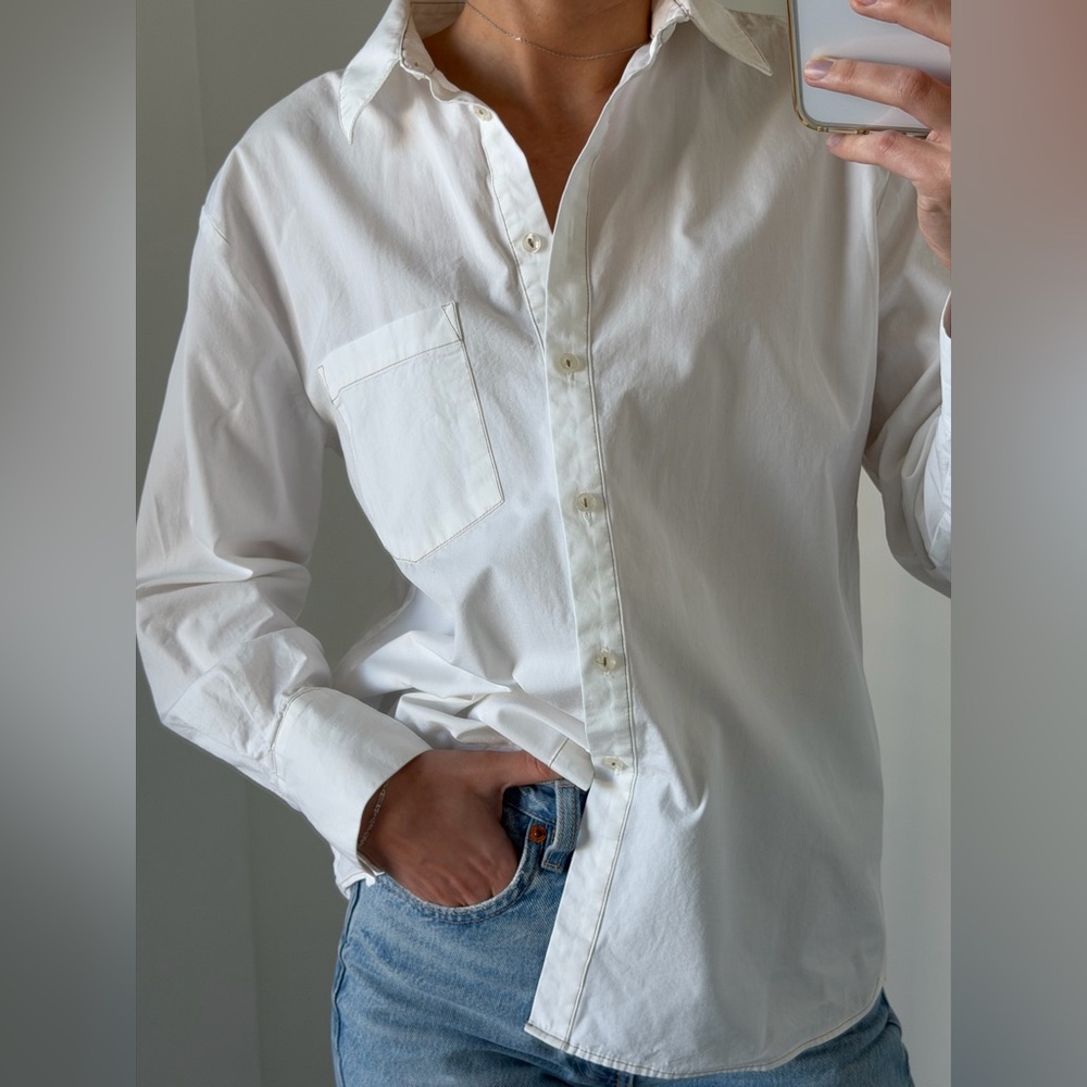 Zara White Casual Button-Down Shirt